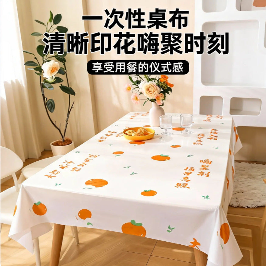 Disposable tablecloth for home use - rectangular, round, printed, extra thick plastic - perfect for chinese new year, spring festival, and kindergarten events