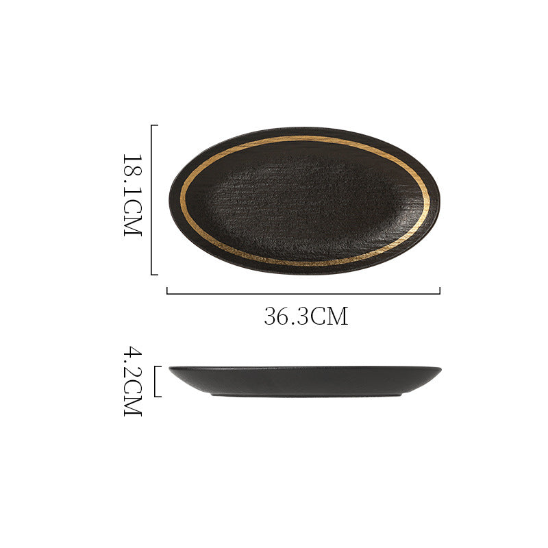 Nordic creative textured large ceramic fish plate - artistic, high-value matte finish oval ceramic serving dish