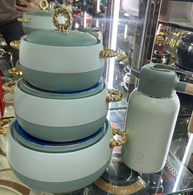 Food warmer hot selling 3pcs foreign trade thermal box 1l-2l-3.5l /set gold handle item number 2408