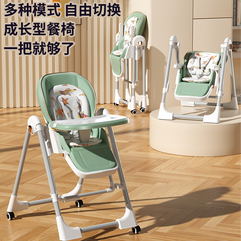 Baby Dining Chair Eating Chair Multifunctional Foldable Home Portable Baby Dining Table Seat Children's 2-in-1 Rocking Chair