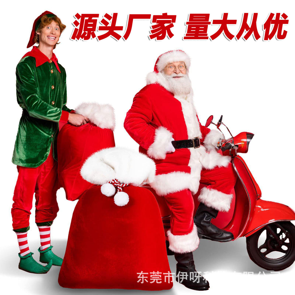 new arrival christmas red gold velvet gift bag santa gift backpack high-end packaging bag drawstring bag