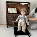 Infant and toddler clothing, spring and autumn outfits, baby boy's outing wear, full-month and 100-day celebration, cute cartoon flying puppy two-piece set