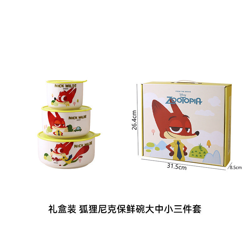 Cartoon Ceramic Bowl Premium Tableware Gift Box Gift High Value Bowl Plate Household Children's Rice Bowl Strawberry Bear Set