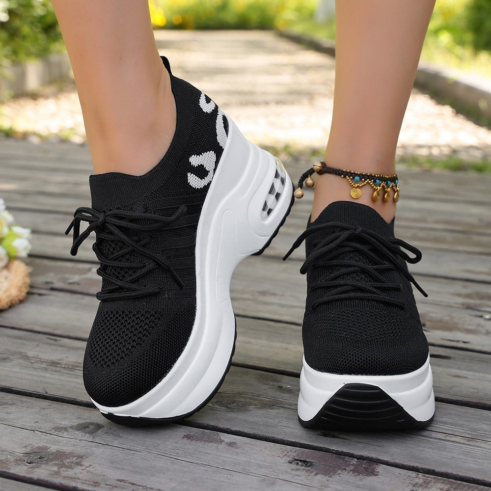 plus sizespring & fallnew arrival women's plaid breathable casual fly woven sneakers wedge heel flatsthick solefashion women's shoes