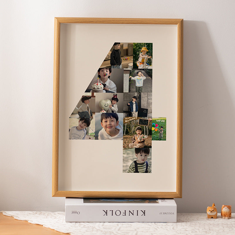 One-year-old commemorative photo frame photo DIY growth record couple baby birthday table number 2 puzzle frame