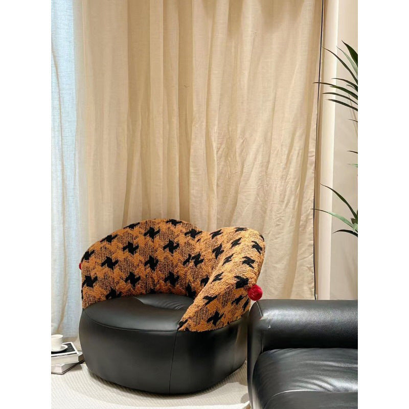 Clown lazy sofa single french cream style living room balcony design casual fabric rotate sofa chair for home