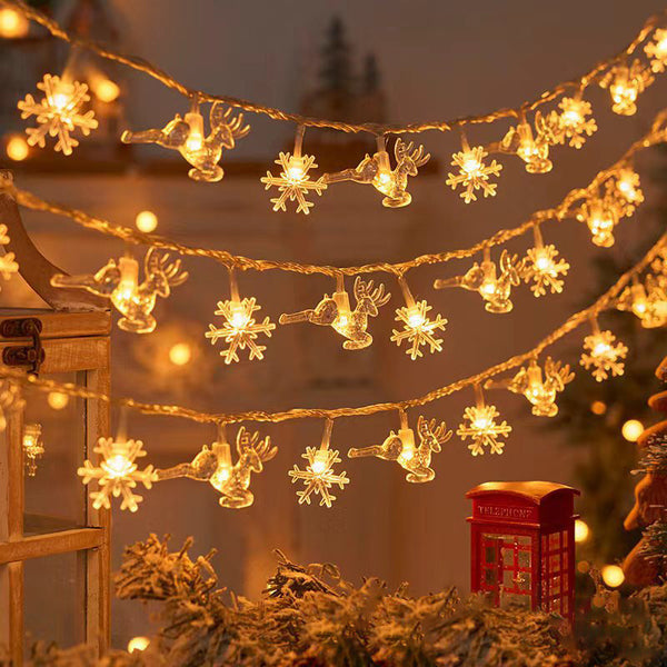 Cross-border new led elk Christmas tree snowflake star light string festive decoration indoor Christmas dress up lights