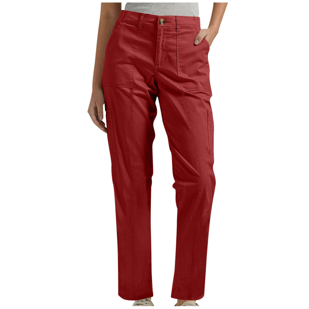 european and american cross-border  hot-selling women's solid color elastic waist comfortable casual cargo pants with pockets