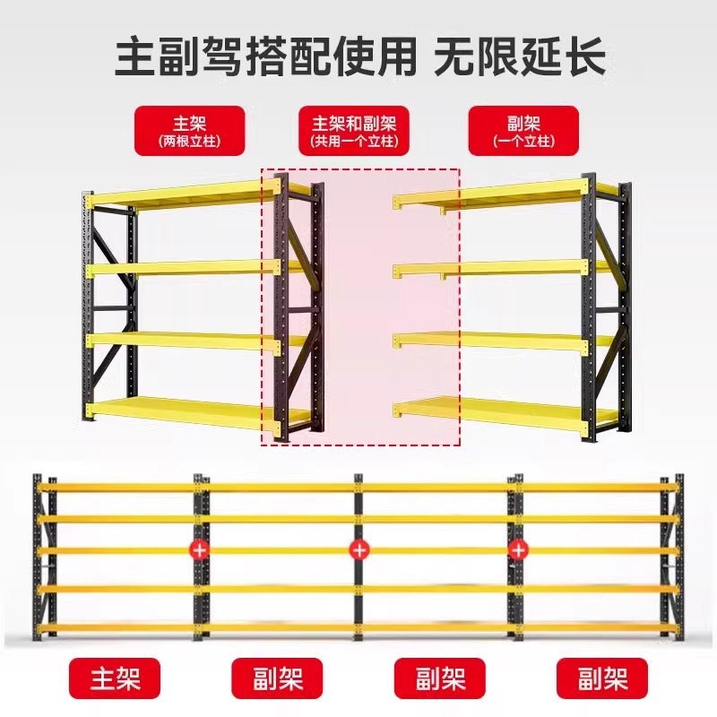 Commercial warehouse shelving unit, multi-tier storage rack, home basement supermarket express delivery display shelf, freestanding heavy-duty storage rack