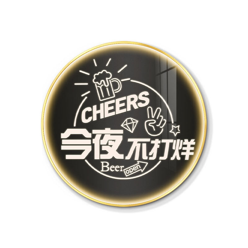 LED luminous bar hanging painting round neon light text KTV decorative painting barbecue hot pot restaurant restaurant box mural