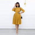 European and american independent station women's clothing   work clothing style pleated skirt waist slimming lookplus size african dress