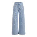new arrivals: , tiktok, pinduoduo, cross-border e-commerce, european & american style, washed denim, beaded women's trousers