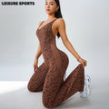 European and american cross-border new leopard print polka dot seamless one-piece yoga suit women's fitness activewear casual outerwear