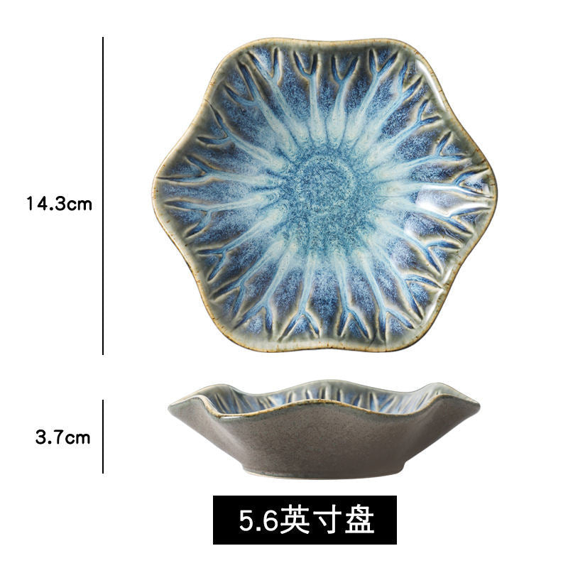 Japanese retro dipping sauce dish ceramic seasoning dish home restaurant stylish high-value seasoning snack dish cold dish plate