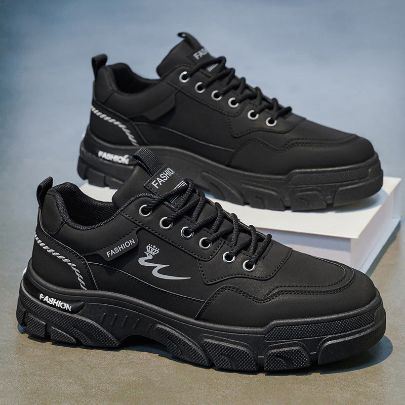Men's spring black work shoes - non-slip, durable, breathable safety shoes for kitchen, construction, and general labor