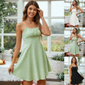 european and american women's clothing: fresh & sweet cinched-waist cami mini dress, a-line swing dress