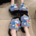 Fuzzy slippers women's outerwear 2025 new korean style ins trendy shoes autumn and winter one-strap thick-soled cotton slippers spring and summer