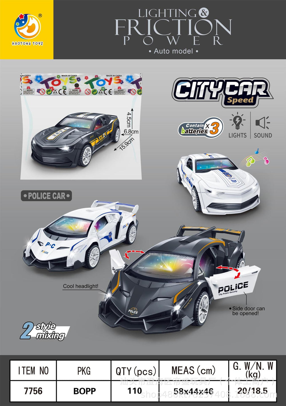 inertial simulation sound and light car model can open the door light music inertial simulation toy car factory direct sales