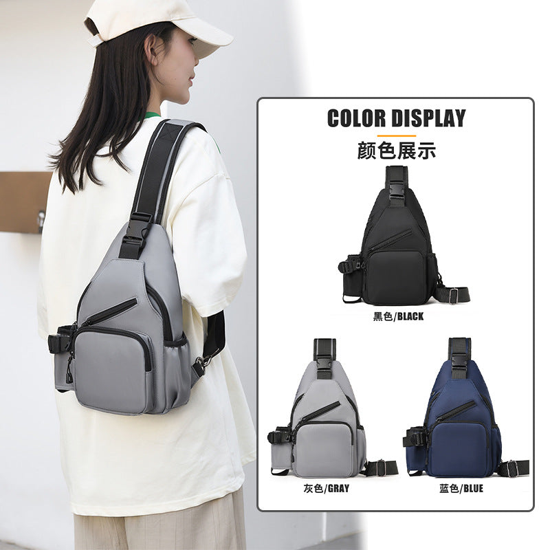 New men's breast bag women's waterproof large-capacity shoulder bag leisure bag nylon cloth messenger bag simple multi-functional bag