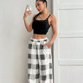 Amazon  cross-border american style wide-leg pants for women, new summer lightweight plaid print straight-leg casual pants