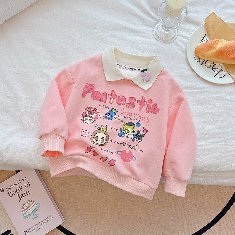 【sweatshirt collection】girls' sweatshirt - new spring/autumn cartoon long sleeve fashionable and stylish casual top for little girls