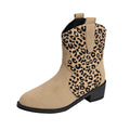 Leopard print martin boots women's  new arrival cross-border plus size women's boots short boots thick heel pointed toe  dropshipping