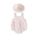 Newborn baby summer outfit: floral print romper, lightweight princess style tank top for infants and toddlers