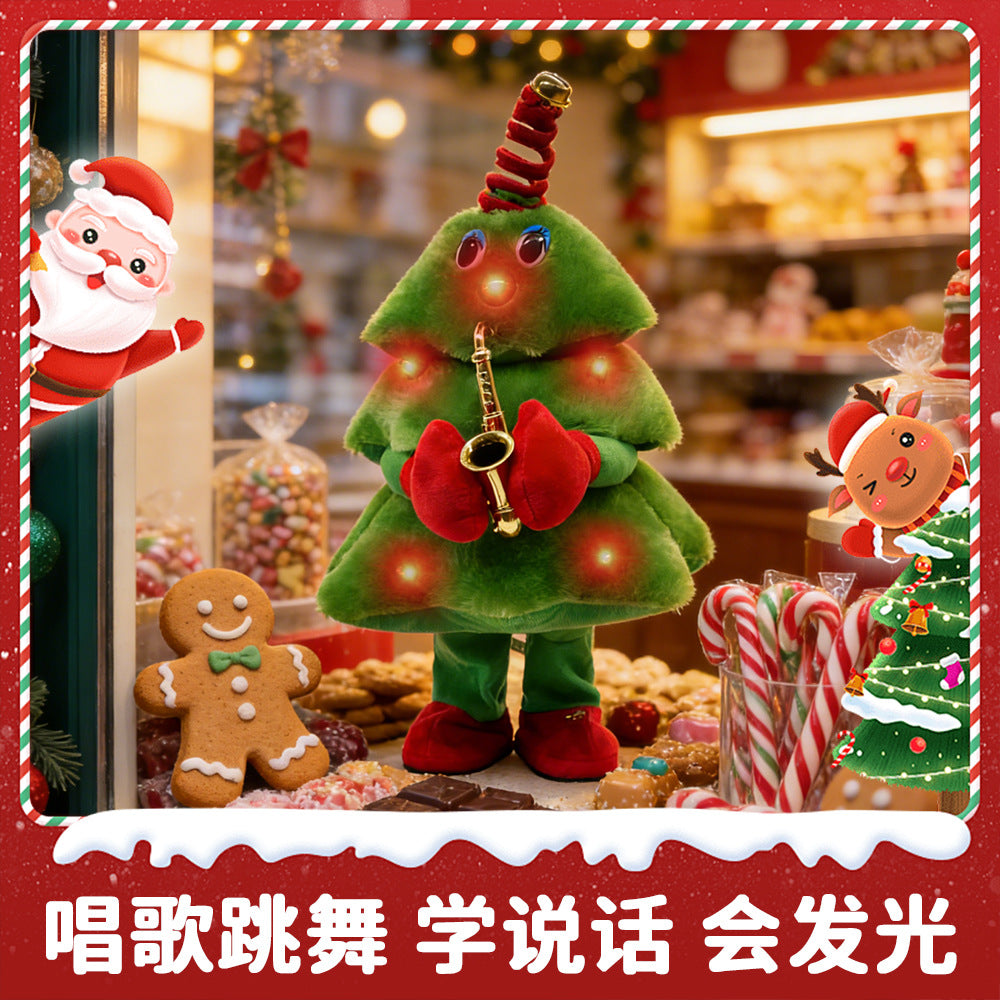 Christmas electric dancing doll light up singing talking reindeer christmas tree plush toy - top choice for christmas gifts