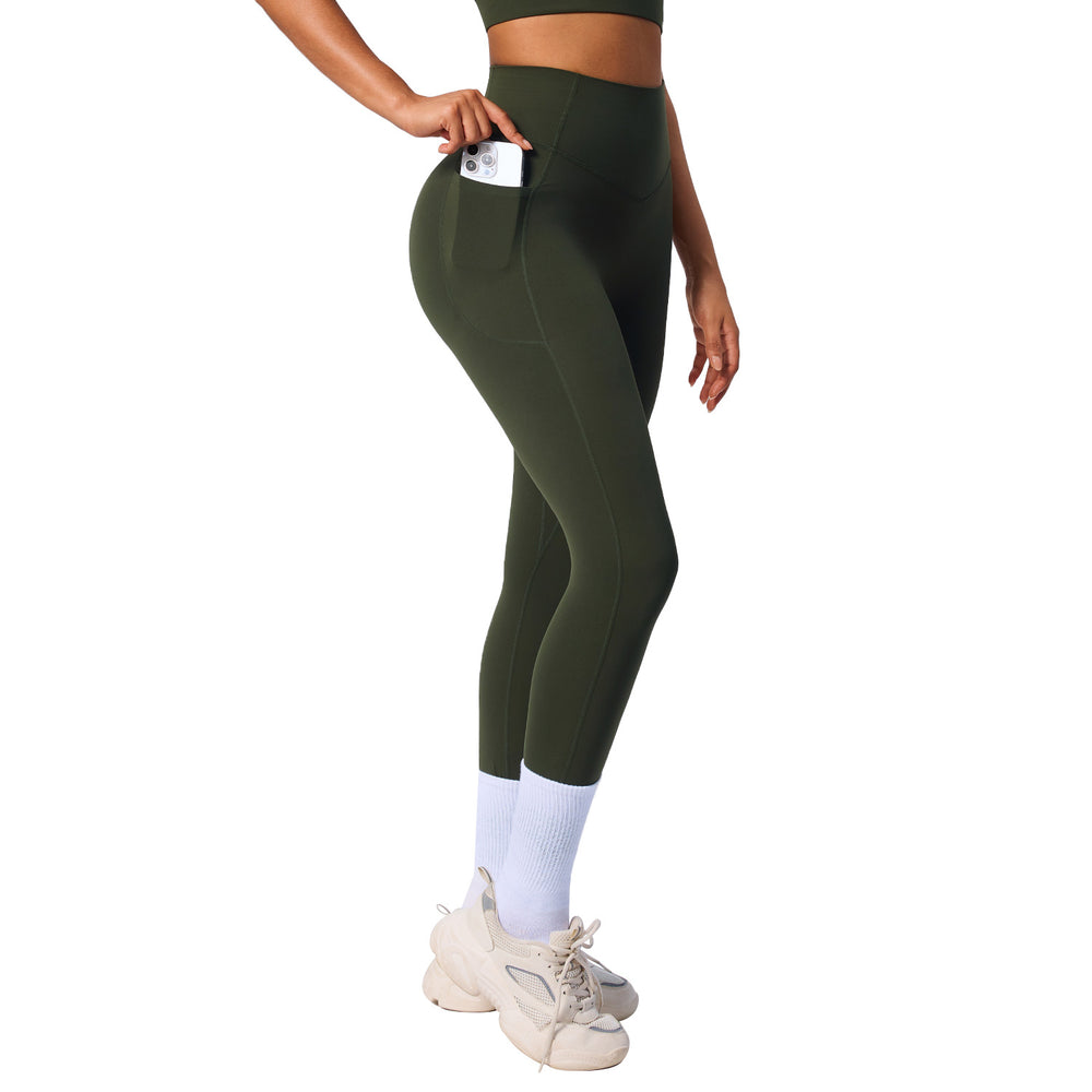 Amazon's new flap pocket pants yoga pants tight elastic shaping sports pants women's high waist belly control butt lift fitness pants