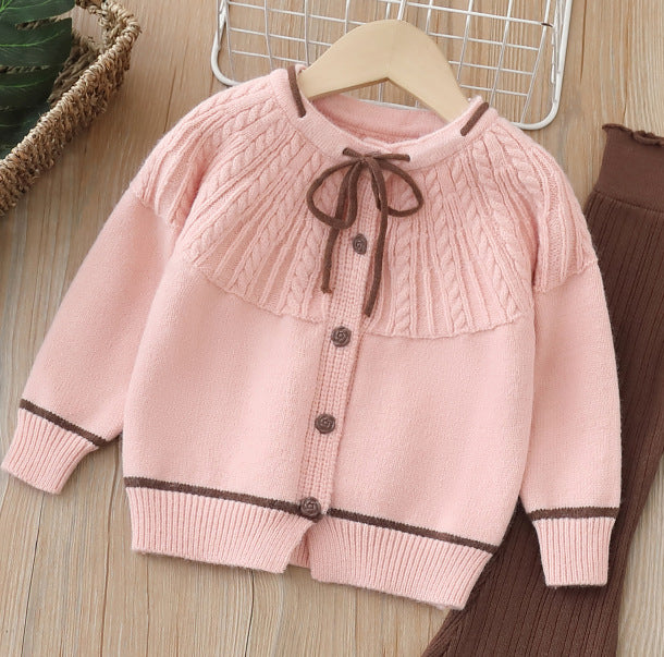 Dropshipping girls' knitted sweater two-piece set -  autumn/winter new collection - baby girl pants set