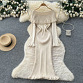Goddess-style classy one-shoulder ruffles heavy-duty beading waist slimming lookelegantsilm knittingdress for women
