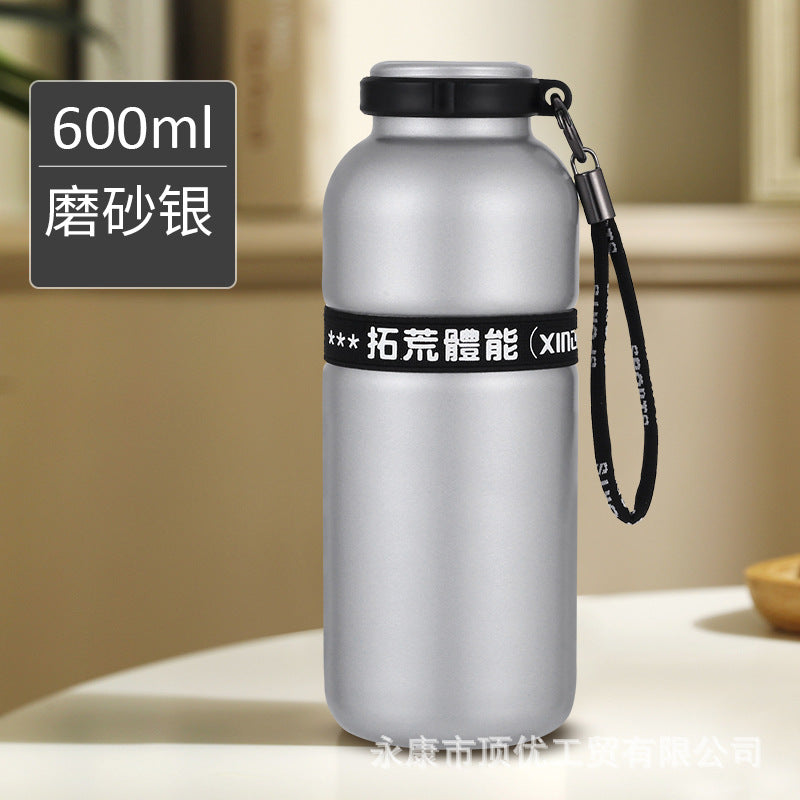 316 double-layer vacuum sports thermal water cup outdoor cycling hiking water bottle with rope popular cup engraved logo