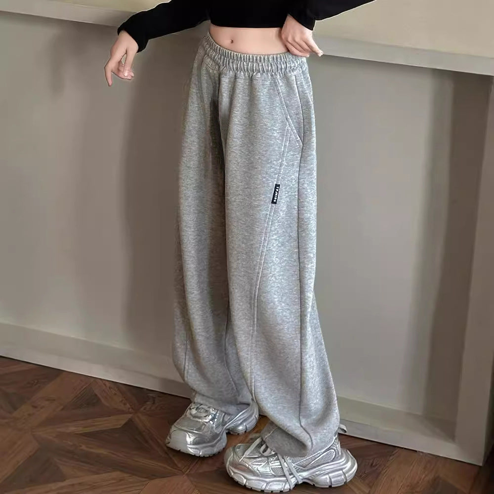 Girls' active pants - new autumn/winter  collection - stylish korean-inspired casual pants for mid-to-large children - kids' curved hem fleece-lined sweatpants