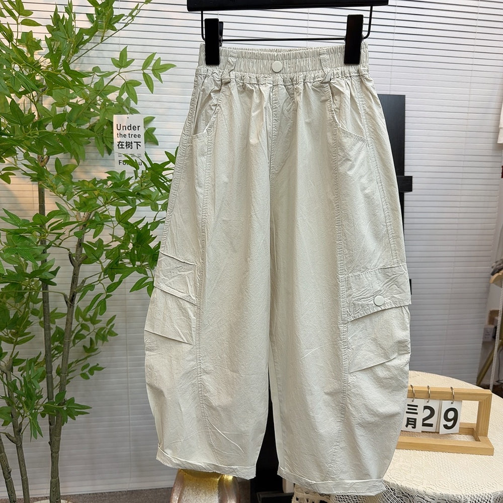 [washable 100% cotton] spring and summer new thin pure cotton candy color workwear scimitar casual pants 2617