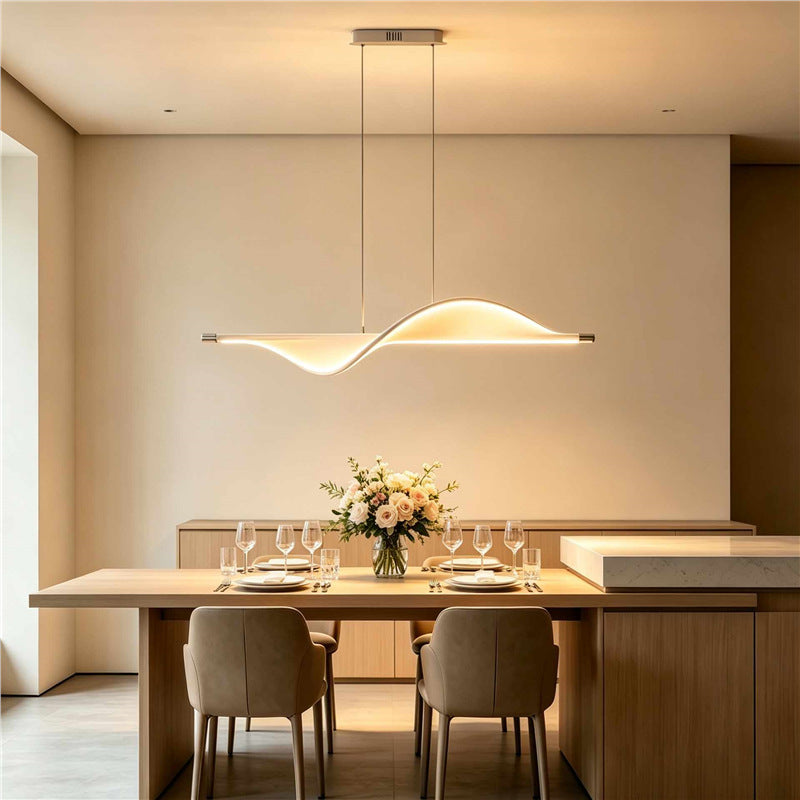 Nordic bench pendant light - linear dining table lamp - modern minimalist bar counter light - dining room, front desk, and cashier counter decoration