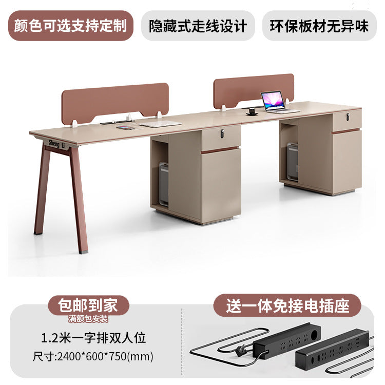 Office desk and chair set - 4/6 seater - minimalist modern office table with partition workstations, computer desk, and booth seating