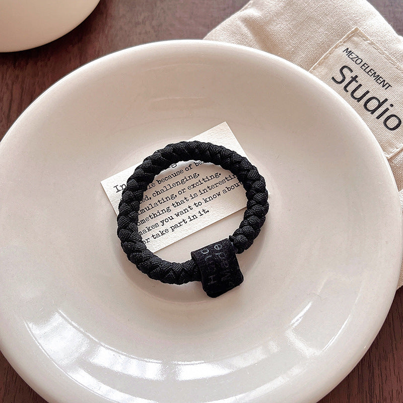 K-stylecasualletter high elastic headband women's bun head rubber band hair tie milk coffee color bold hair rope headwear