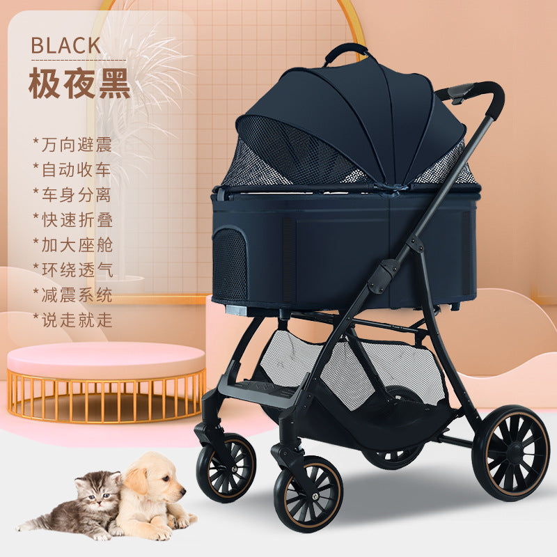 Pet stroller for cats and dogs - foldable, lightweight, and portable for small pets
