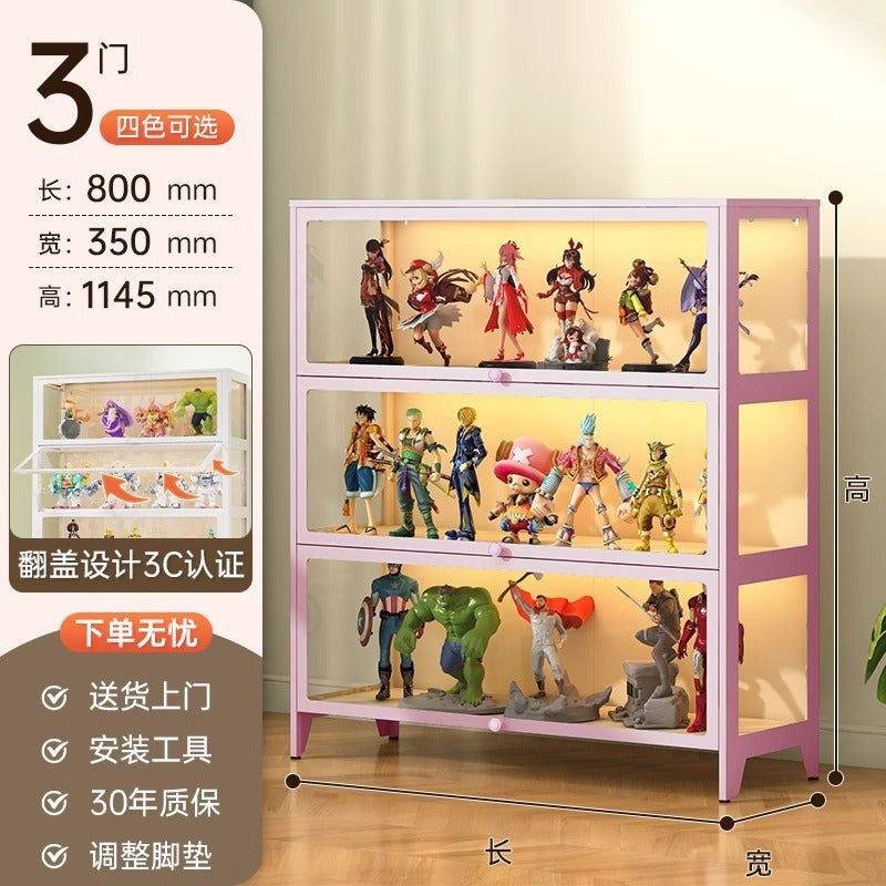 Figure display cabinet glass display cabinet model display rack steel storage cabinet for home dustproof collection storage cabinet