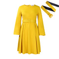 D418 belted african women's dress,  autumn/winter new arrival, long sleeve elegant round neck swing dress, european and american style