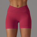 European and american high-waisted stretch running & fitness shorts - criss-cross waist, peach lift, tight-fit yoga pants, seamless athletic shorts