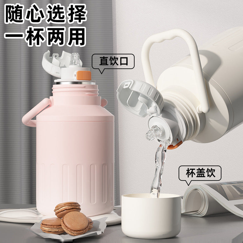 316 stainless steel thermos cup portable carrying kettle large capacity women's cup outdoor good-looking double drinking handle kettle