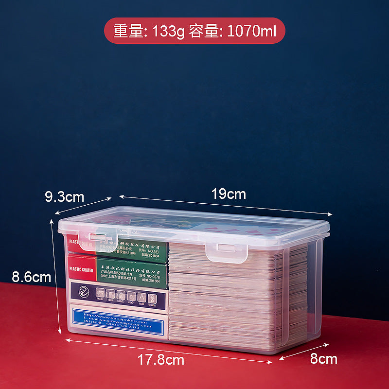 Board game card storage box, transparent plastic playing card storage box with lid, dust-proof small object storage and finishing box