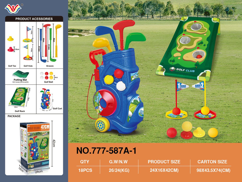 Kids' golf set - indoor/outdoor pull rod telescopic box - sports toy - parent-child interactive - realistic portable golf kit