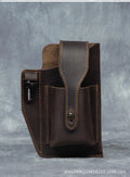 Vertical mobile phone waist bag men's men's belt crazy horse cowhide genuine leather retro leather case waist portable mobile phone bag