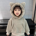 Processing personalizedgirl winter fleece-linedthickened cold-proof heattech hooded cute sweatshirt youth pullover thick