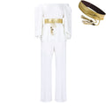 C8535p with belt cross-border women's clothing  one-piece collar long-sleeved top loose wide-leg pants european and american suit