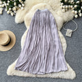 K-style high waist pleated elastic waist skirt women's summera-shaped pleated large hem work clothingelegant long skirt multi-color