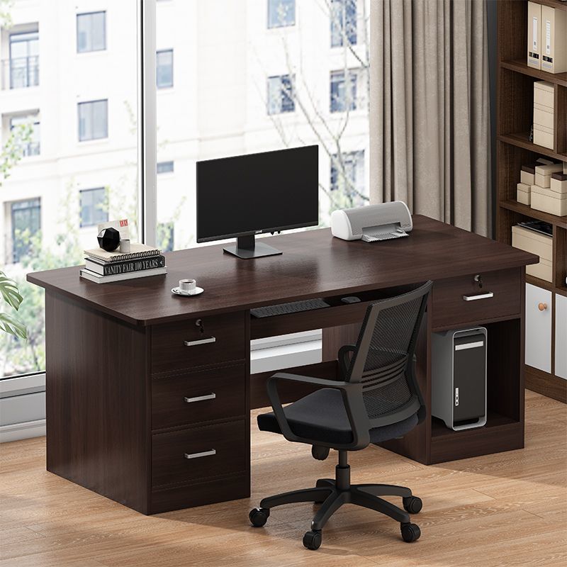 Computer desk set - modern minimalist home office desk and chair with drawer - single person office desk