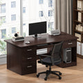Computer desk set - modern minimalist home office desk and chair with drawer - single person office desk